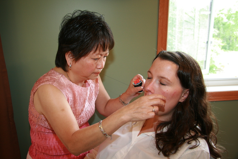 Sarah being threaded